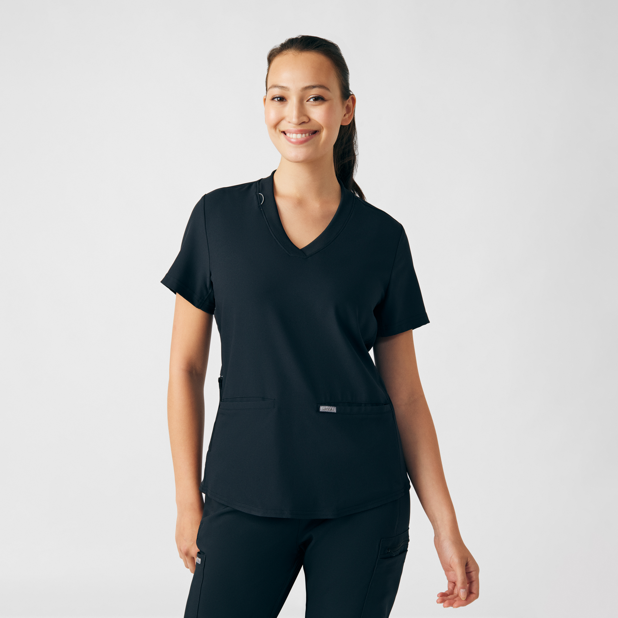 Women Tops LT100 Landau Forward Tailored Fit Stretch 3-Pocket V-Neck Scrub Top for Women LT100